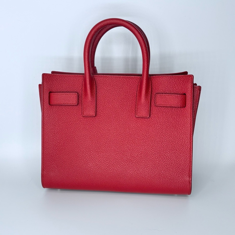 YSL Sac Du Jour Nano in Red Pebbled Leather - Picture 2 of 16